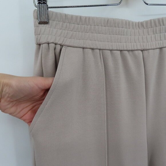 Mason DAmelie Womens Medium Pull On Stretch Waistband Beige Pants Pleated Front - Picture 3 of 10